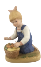 Debbie Denim Days The Harvest Helper Figurine by Homco #1518 Pumpkin Veg... - $18.80