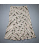 JM Collection Linen A-line Chevron Skirt 12 Midi Maxi Brown Beige Pink - £14.71 GBP
