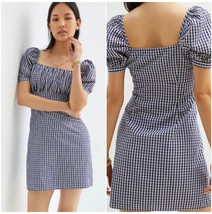 Anthropologie Forever That Girl Dress Women L Blue Gingham Mini Cottage ... - $49.77