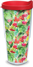 Tervis Yao Cheng 24oz Tropical Bloom Double Wall Insulated Tumbler Cup + Red Lid - £19.64 GBP