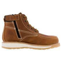 Mens Honey Brown Work Safety Boots Leather Laces Zipper Soft Toe Botas Trabajo - £48.70 GBP