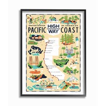 Stupell Industries US Pacific Coast Highway Pale Yellow Illustrated Scen... - $48.99