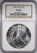 1987 Silver Eagle NGC MS69 Classic Brown Holder AL955 - $58.41