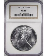 1987 Silver Eagle NGC MS69 Classic Brown Holder AL955 - £46.69 GBP