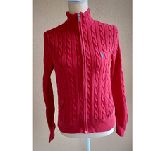 Ralph Lauren Sport Cable Knit Zip Up Sweatshirt Large Red - £19.55 GBP