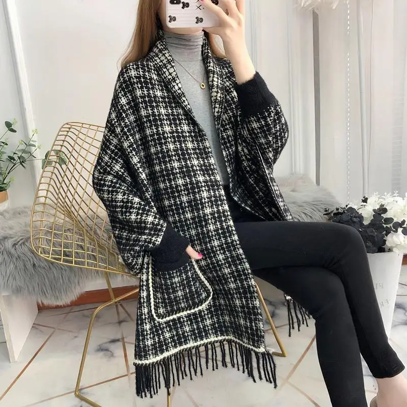  autumn and winter new net red lazy style female shawl jacket mid-length... - £135.43 GBP