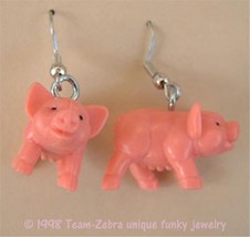 Funky PIG PIGGY EARRINGS Punk Animal Farm Farmer Collector Charm Costume... - $6.85