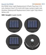 ELUTENG Solar Light Replacement 4 Pack (Top Size 3.15 inch, Bottom Size ... - $143.54 MXN
