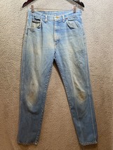 Vintage 80s USA Made Wrangler 96501HL Denim Jeans size 32x34 Faded Distr... - $22.50