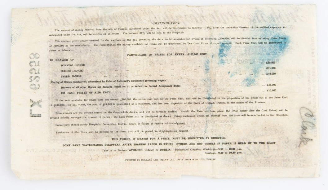 Lot Of 4 Free Irish State Hospitals Sweepstake Tickets 1936-1937-
show origin... Item image 9
