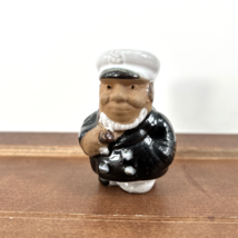 Vintage Ceramic Art Pottery Ship Captain 2.5&quot; Clay Miniature Figurine Sc... - £11.55 GBP