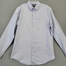 Claiborne Men Shirt Size M Blue Preppy Stripe Classic Button Up Long Sle... - £9.98 GBP