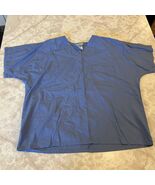 Large Unisex SB Scrubs Top Solid Blue Short-Sleeved - $8.96