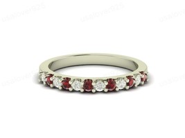 Garnet Gemstone Solid 925 Silver Unique Promise Stacking Wedding Gift Band Ring - £44.15 GBP