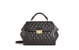 VERA BRADLEY Quilted Leather Mini Stella Satchel Bag, Black, Crossbody - $135.56