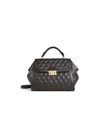 VERA BRADLEY Quilted Leather Mini Stella Satchel Bag, Black, Crossbody - $135.56