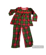 CandleSticks Girls 3T Red Green Plaid Flannel Two Piece Christmas Pajamas - $11.29