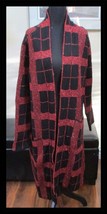 Koton Casual Black &amp; Red Long Cardigan Sweater With Pockets Size M NEW - $21.03