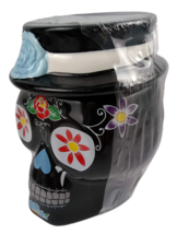 SUGAR SKULL Day Of The Dead COOKIE JAR Dia De Los Muertos CANISTER Kitch... - $29.95