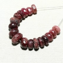17pcs Natural Ruby Rondelle Beads Loose Gemstone 28.70cts Size 6mm To 8mm - £6.04 GBP