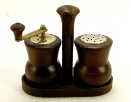 Bisetti Salt Shaker &amp; Pepper Mill Set w/Carry Tray, Dark Wood, Made in Italy - £23.46 GBP