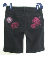 DKNY Black Embroidered Denim Shorts 27 Jeans Women XS Pink White Floral ... - £7.86 GBP