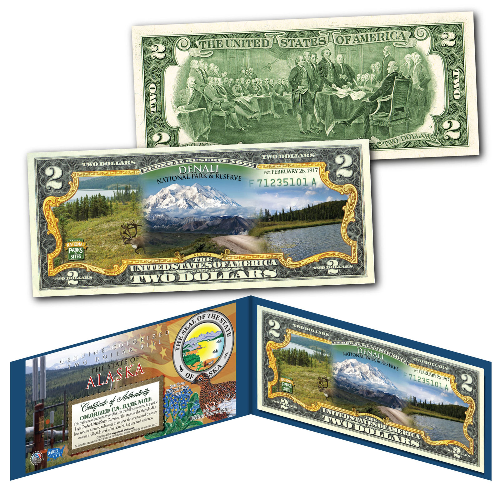 DENALI America the Beautiful PARKS Alaska Official $2 U.S. Bill - $14.92