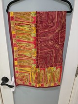 Vintage Square Scarf Brown Red Yellow Green Boho Print 33&quot;x33&quot; Retro Style - $109.74 MXN