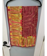 Vintage Square Scarf Brown Red Yellow Green Boho Print 33&quot;x33&quot; Retro Style - $5.90