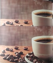 Set of 2 Same Kitchen Vinyl Foam Placemats (13&quot;x19&quot;) COFFEE CUP &amp; BEANS, DH - £11.07 GBP