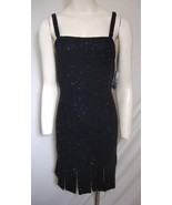 Beaded Flapper Dress Hem NWT Black Silk 1920s Stye Cocktail Sleeveless M... - €49,73 EUR
