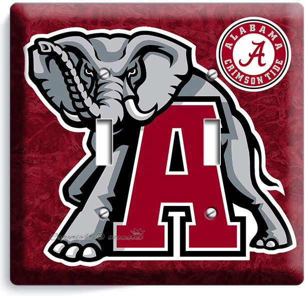 ALABAMA CRIMSON TIDE FOOTBALL DOUBLE LIGHT SWITCH WALL PLATE BEDROOM HOME DECOR