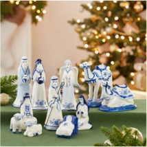 Kurt Adler 1.97-6.7&quot; Delft Blue 11 Piece Nativity Set Christmas Table Top Decor - $128.88