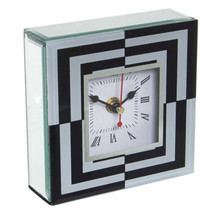 Table clock Alexandra House Living White Black Crystal 14 x 14 x 4 cm - $66.28