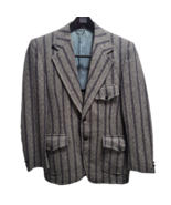 Vintage Montgomery Ward Mens Gray TWEED Wool Sport Coat Blazer Jacket SI... - £48.05 GBP