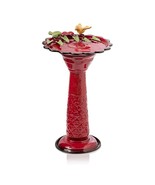 Red Metal Outdoor Garden Patio Birdbath with Decorative Bird Leaf Figurines - $3,897.51 MXN