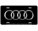 Audi Rings Inspired Art Gray on Black FLAT Aluminum Novelty License Tag ... - £14.60 GBP
