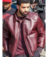 Men&#39;s Maroon Aubrey Drake Film Festival Bomber Leather Jacket - $189.99