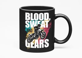 Make Your Mark Design Blood, Sweat &amp; Gears Motorbike Art, Black 11oz Ceramic Mug - £17.20 GBP+