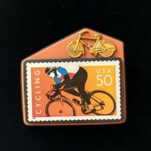 Bicycle Cycling Postage Stamp Pin Tie Tack Lapel Hat USA 50 Sports Bike ... - $12.86