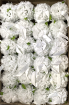 Kissing Ball White Silk Rose 4&quot; Wedding Bouquet Pomander Party Decor LOT OF 24 - £64.01 GBP