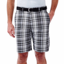 Haggar Men&#39;s Shorts Cool 18 Classic Fit Flat Front Black Plaid Shorts Size 42 - £23.46 GBP