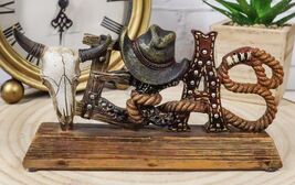 Rustic Western Texas Word Art Cow Skull Cowboy Hat Ropes Horseshoe Desk ... - $330.01 MXN