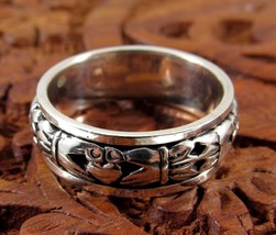 Solid 925 Sterling Silver Mens Celtic Claddagh Irish Love Heart Spin Band Ring - £40.72 GBP