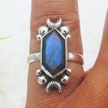 Silver Labradorite Ring 925 Sterling Handmade Gemstone Jewelry Gift For Women - $42.25