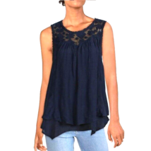Karen Scott Womens Medium Industrial Blue Sleeveless Lace Chest Top NWT H51 - £19.35 GBP