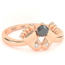 Baby Feet Black Onyx Diamond Ring In 14k Rose Gold - £263.80 GBP