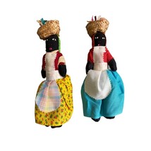 Vintage Jamaican Folk Art Rag dolls Lot of 2- 9&quot; Cloth doll - £23.71 GBP