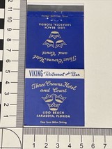 Vintage Matchbook Cover Three Crowns Hotel restaurant  Sarasote, FL   gmg - £9.87 GBP