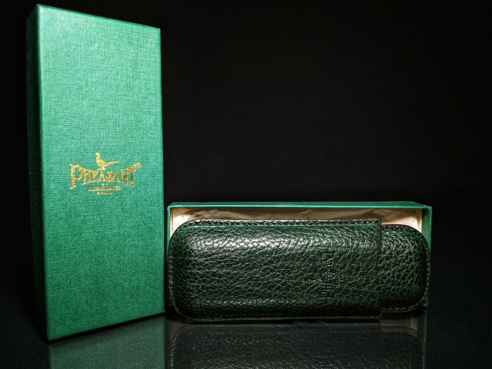 Pheasant Leather Cigar Holder Travel Case - $85.00